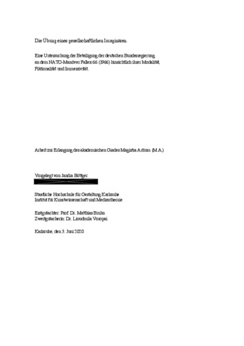 Picture: Die Übung eines gesellschaftlichen Imaginären Deckblatt