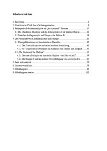Picture: Multiplizierte Objekte als Form von Selbstorganisation. Inhaltsverzeichnis