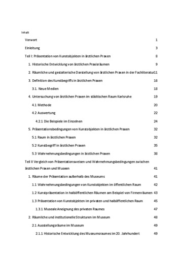 Bild:  Kunst in der Praxis_Inhaltsverzeichnis