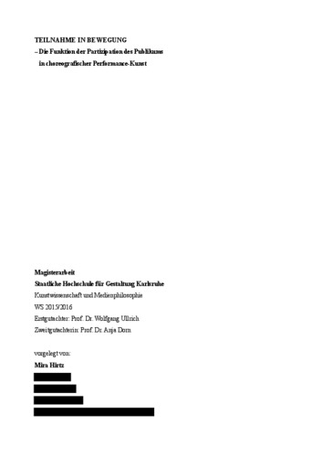 Picture: Teilnahme in Bewegung Magisterarbeit (geschw.)