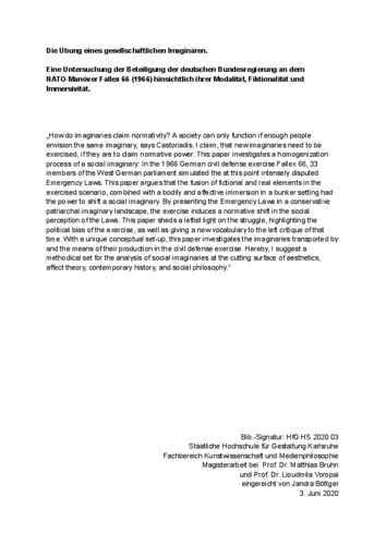Bild:  Die Übung eines gesellschaftlichen Imaginären Abstract (updated)