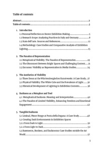 Bild:  Shadows of Reflection: Rethinking Museum (spaces) through Darkness. Table of contents.