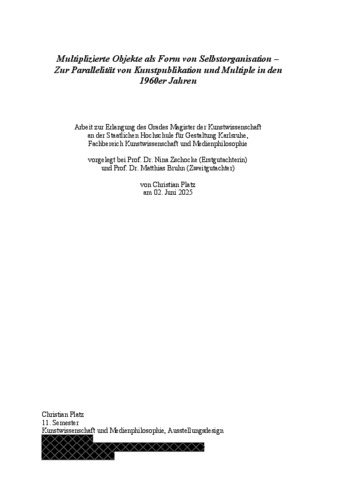 Picture: Multiplizierte Objekte als Form von Selbstorganisation. Deckblatt